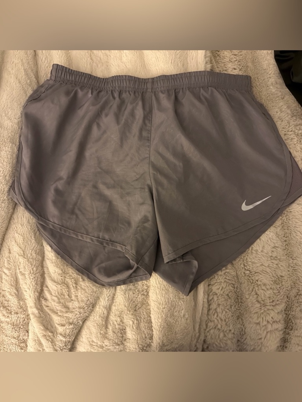 Nike Women's Dark Gray Athletic Running Shorts with Swoosh